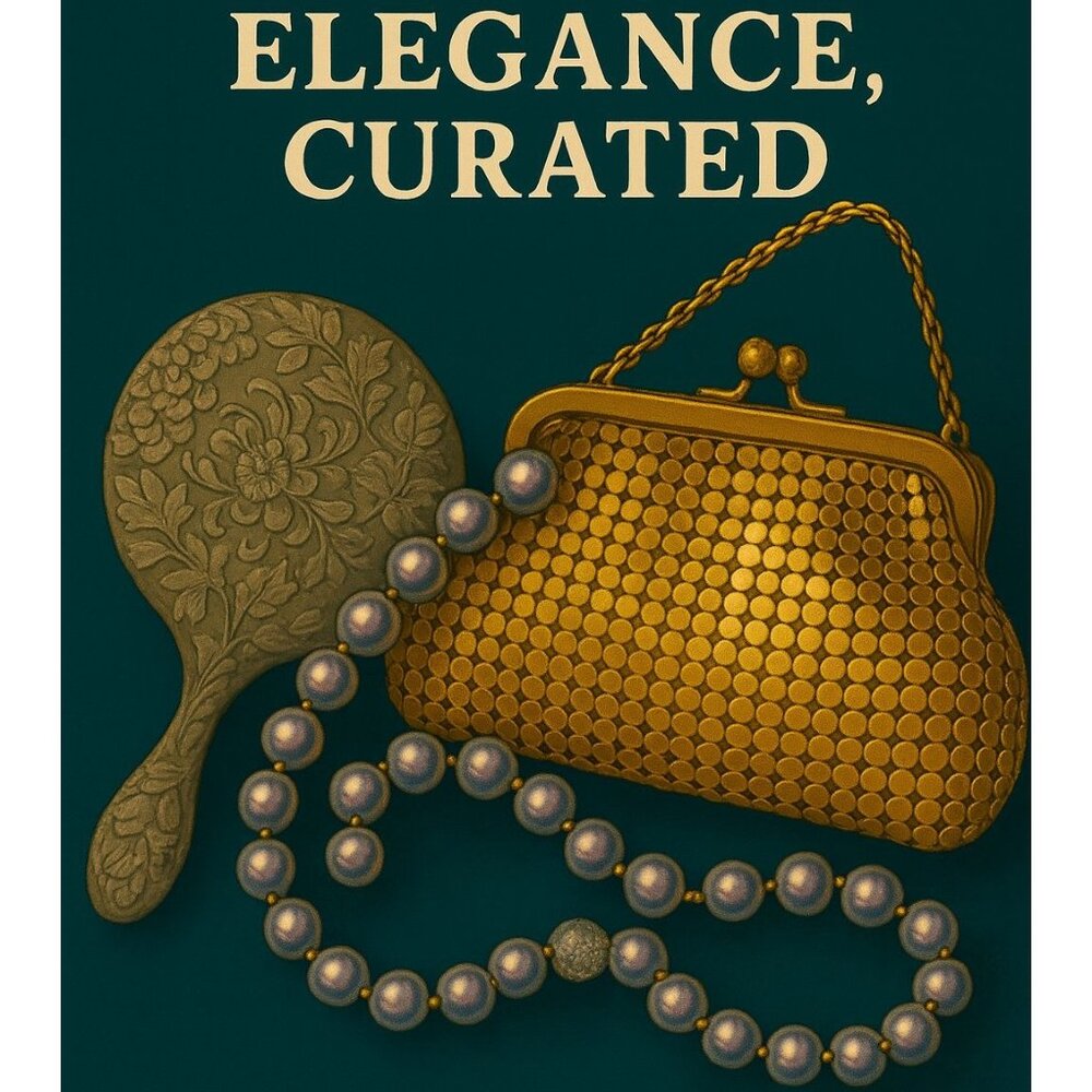 Holiday Glamour Gift Set: Whiting & Davis Purse, Misaki Pearls & Vintage Floral